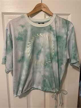 Nike Green Tie-Dye Mesh Top with Drawstring Waist